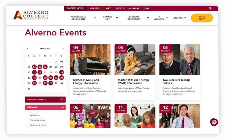 Feature an events calendar on your website to make it easy for businesses and employees to attend.